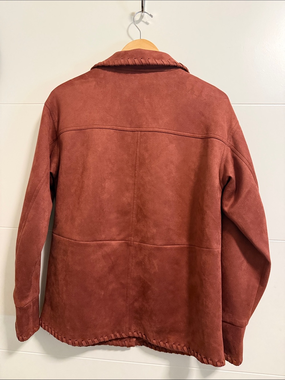 Rust Suede-Style Button Front Jacket - Picture 4 of 7